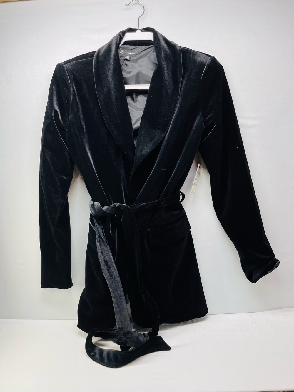 INC International Concepts Black Velvet Belted Blazer